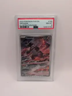 Pokemon TCG Groudon Illustration Rare Paradox Rift Holo Card 199/182 PSA NM-MT 8 - Image 1