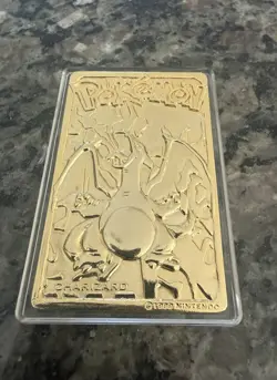 Pokemon 1999 23k Gold Plated Charizard Limited Edition BK Mini Card with Case - Image 1
