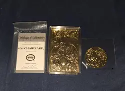Pokemon 23 Karat Gold Plated Charizard, Certificate Of Authenticity, Gold Coin - Image 1