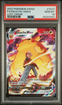 2022 POKEMON SWORD & SHIELD LOST ORIGIN #TG17 FULL ART/PIKACHU VMAX PSA 10 - Image 1