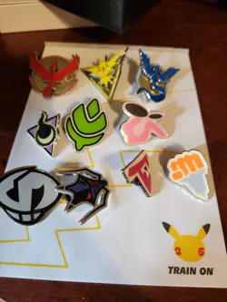 Pokemon Official Collectible Pin Lot Of 10 Gym Badges Pokemon Go - Image 1