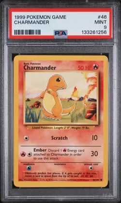1999 POKEMON BASE SET UNLIMITED #46 CHARMANDER PSA 9 - Image 3