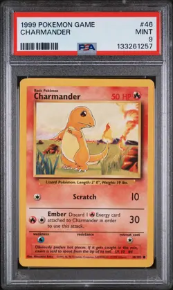 1999 POKEMON BASE SET UNLIMITED #46 CHARMANDER PSA 9 - Image 5
