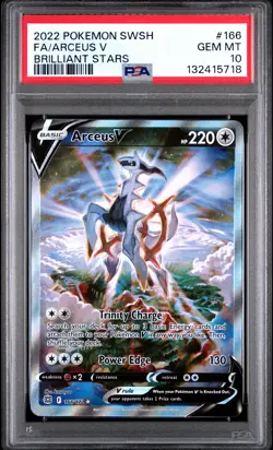 2022 POKEMON SWORD & SHIELD BRILLIANT STARS #166 FULL ART/ARCEUS V PSA 10 - Image 1