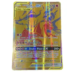2021 Reshiram & Charizard GX Gold SM247 Black Star Promo JUMBO Pokemon Card - Image 1
