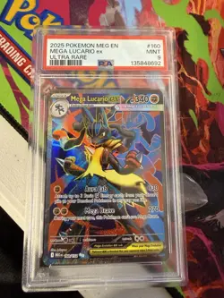 PSA 9 Mega Lucario ex 160/132 Ultra Rare MEG Mega Evoltion Pokemon Graded Card - Image 1