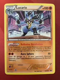 LUCARIO 64/99 Next Destinies HOLO rare Pokemon card NM Near Mint - Image 1