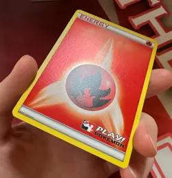 FIRE ENERGY 2011 Play! Pokemon Promo crosshatch HOLO rare TCG card NM+ / MINT - Image 2