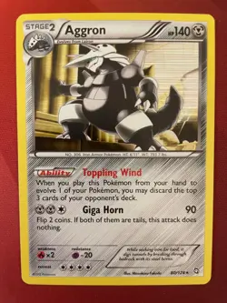 AGGRON 80/124 Dragons Exalted HOLO rare Pokemon card Near Mint NM - Image 1