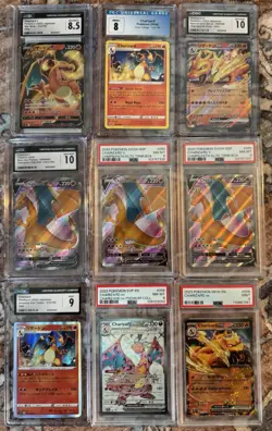 9x Graded Charizard Card Lot PSA & CGC 8-10 | Champion’s Path & More Pokemon - Image 1
