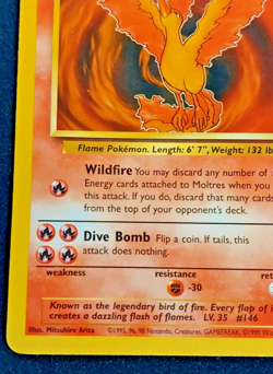 Pokemon TCG Moltres 27/62 fossil unlimited HP wotc - Image 3
