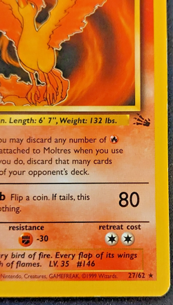 Pokemon TCG Moltres 27/62 fossil unlimited HP wotc - Image 4