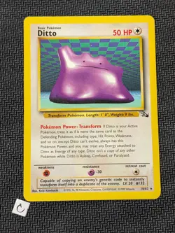 Ditto 18/62 - Fossil Unlimited Rare Non-Holo WOTC Pokemon TCG MP - Image 1