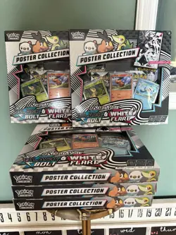 5 x Pokemon Black Bolt and White Flare Unova Poster Collection Box Sealed TCG - Image 1