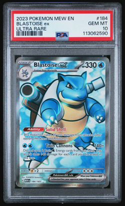 2023 POKEMON MEW EN-151 ULTRA RARE #184 BLASTOISE EX PSA 10 - Image 1