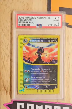 2003 Pokemon Aquapolis Houndoom Reverse Foil #15 PSA 9 - Image 1