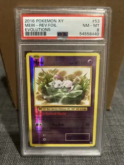PSA 8 Pokemon Mew Evolutions XY #53/108 Reverse Holo Rare English 2016 - Image 1