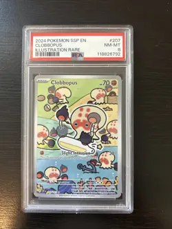 Pokemon 2024 SV Surging Sparks Clobbopus Illustration Rare PSA 8 - Image 1