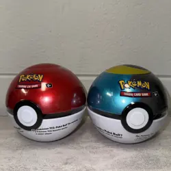 Pokemon TCG PokeBall Tin Pack H24 [Moon Ball & Poke Ball LOT] 6 booster packs - Image 1