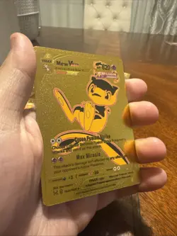 Pokemon Mew VMAX Gold Foil Fan Art Collector Card TCG Black Yellow Fusion Strike - Image 1