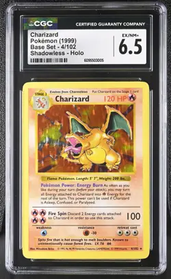 CGC 6.5 Charizard 4/102 Shadowless Holo Base Set Pokemon Card - Image 1