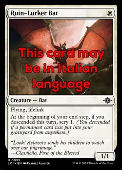 MTG RUIN-LURKER BAT FOIL EXC - PIPISTRELLO DELLE ROVINE 33 - LCI - MAGIC - Image 1
