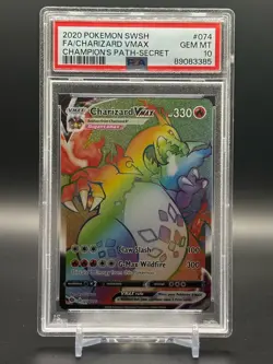 2020 Pokemon Charizard VMAX Champions Path Secret Rainbow PSA 10 - Image 1