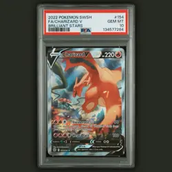 2022 POKEMON SWORD & SHIELD BRILLIANT STARS #154 FULL ART ALT CHARIZARD V PSA 10 - Image 1
