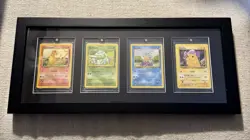 Pokemon Base Set Starter Trio + Pikachu Framed Set Display! Ready To Hang! - Image 1