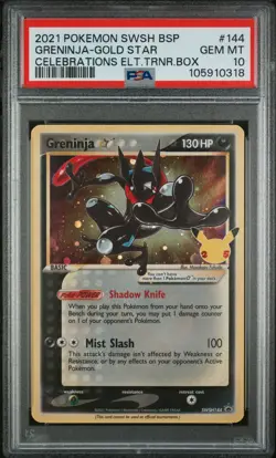 2021 POKEMON SWSH BLACK STAR PROMO #144 GRENINJA-GOLD STAR PSA 10 - Image 1