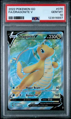 2022 POKEMON GO #076 FULL ART/DRAGONITE V PSA 10 - Image 1