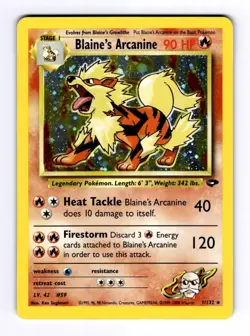Blaine's Arcanine Gym Challenge #001 (2000) Holo NM Pokemon - Image 1
