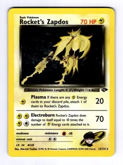 Rocket's Zapdos Gym Challenge #015 (2000) Holo NM Pokemon - Image 1