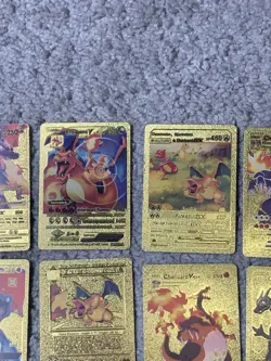 Set of 15 Charizard V, VMax, GX &More Gold Foil Fan Art Cards - Image 3