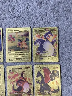 Set of 15 Charizard V, VMax, GX &More Gold Foil Fan Art Cards - Image 4
