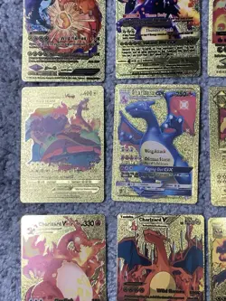 Set of 15 Charizard V, VMax, GX &More Gold Foil Fan Art Cards - Image 5