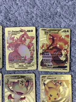 Set of 15 Charizard,Pikachu,Cosplay Set&More Gold Foil Fan Art Cards - Image 3