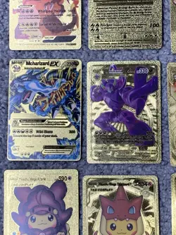 Set of 15 Charizard,Pikachu,Cosplay Set&More Gold Foil Fan Art Cards - Image 4
