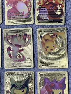 Set of 15 Charizard,Pikachu,Cosplay Set&More Gold Foil Fan Art Cards - Image 5