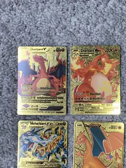 Set of 15 Charizard V, VMax, GX &More Gold Foil Fan Art Cards - Image 2