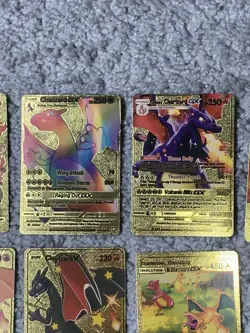 Set of 15 Charizard V, VMax, GX &More Gold Foil Fan Art Cards - Image 3
