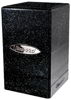 Ultra PRO Glitter Black Satin Tower Deck Box Card Dice Compartment Storage Case - Image 1