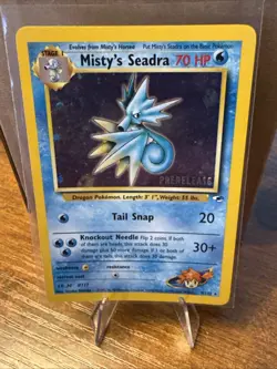 Prerelease Misty's Seadra 9/132 Gym Heroes Holo Rare Vintage Pokemon Card LP - Image 1