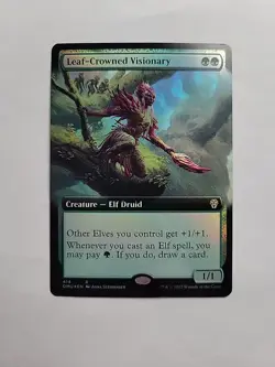 MTG - Leaf-Crowned Visionary (Extended Art) DMU - Foil Rare #414 - Image 1