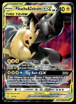Pokemon TCG Team Up #33/181 Pikachu & Zekrom GX LP+ - Image 1