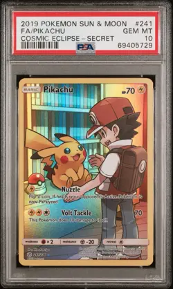 2019 Pokemon Sun & Moon Cosmic Eclipse Pikachu #241 FA PSA - Image 1