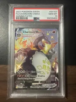2021 POKEMON SWORD & SHIELD SHINING FATES #SV107 FULL ART/CHARIZARD VMAX PSA 10 - Image 1