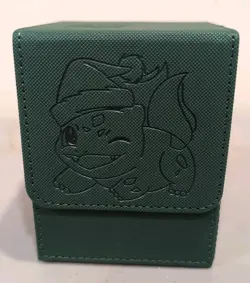 Pokemon Christmas Bulbasaur Green Leatherette Card Deck Box Magnetic Closure - Image 1