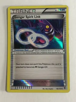 Pokemon TCG Phantom Forces Reverse Holographic Gengar Spirit Link 95/119 MP - Image 1