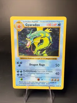 Gyarados 6/102 Base Set (Shadowless) Holo LP Vintage Pokemon Card TCG 1999 WOTC - Image 1
